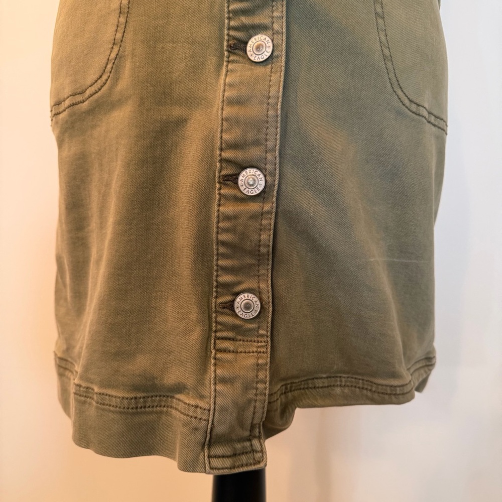 American Eagle Outfitters Women S Button-Down Mini Dress Overall Utility Stretch - Picture 4 of 11